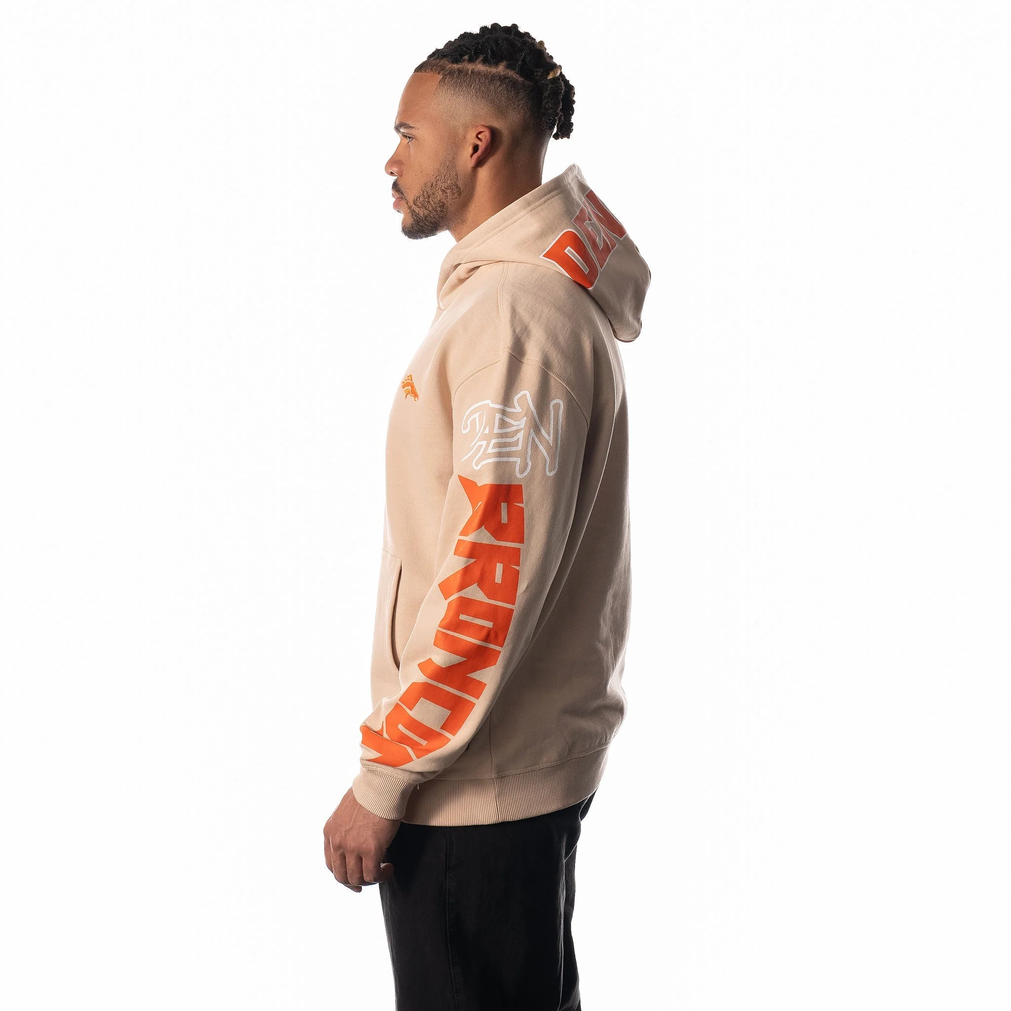 Broncos Unisex Heavy Block Graphic Hoodie - Cream - Image 4