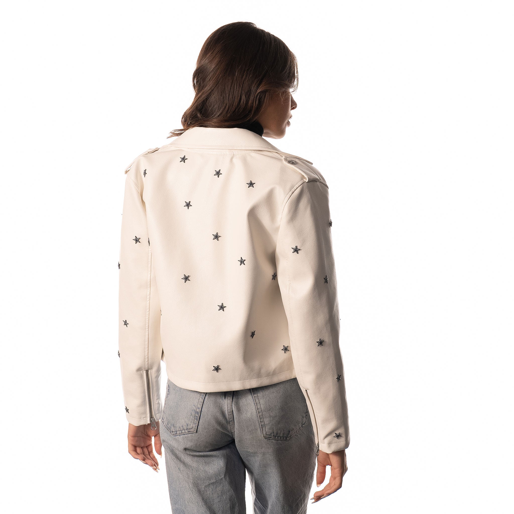 Dallas Cowboys Star Studded Leather Jacket - White - Image 6