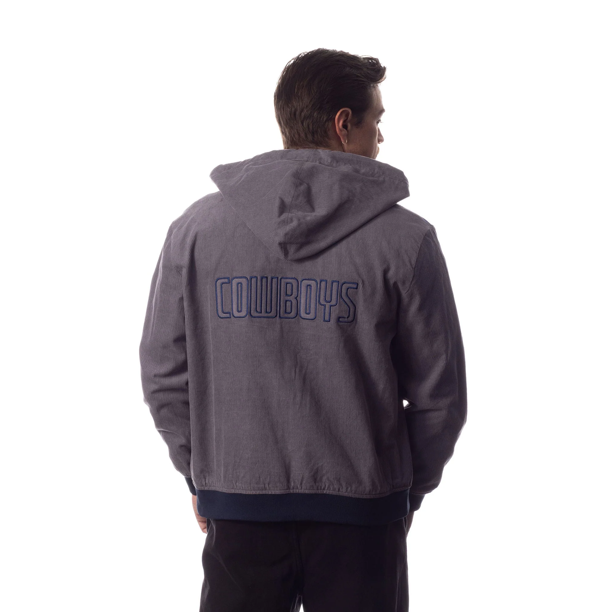 Dallas Cowboys Unisex Corduroy Full Zip Bomber - Grey - Image 3