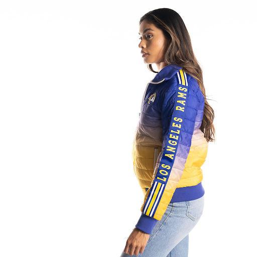LA Rams Ombre Womens Puffer Jacket - Image 3