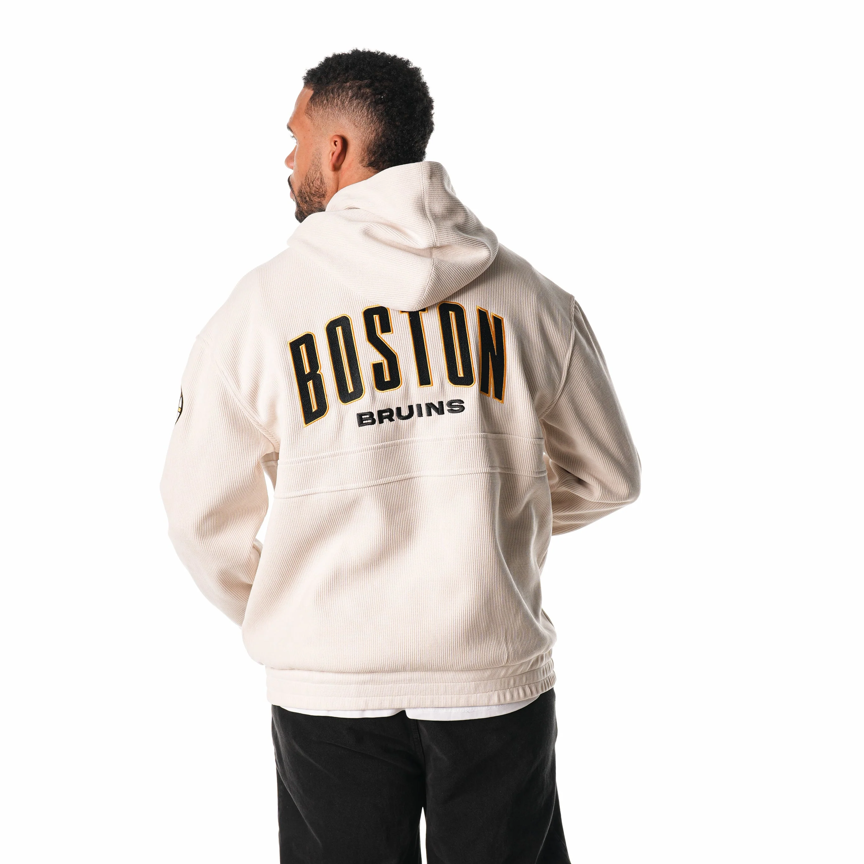 Boston Bruins Corduroy Hoodie - Cream - Image 3