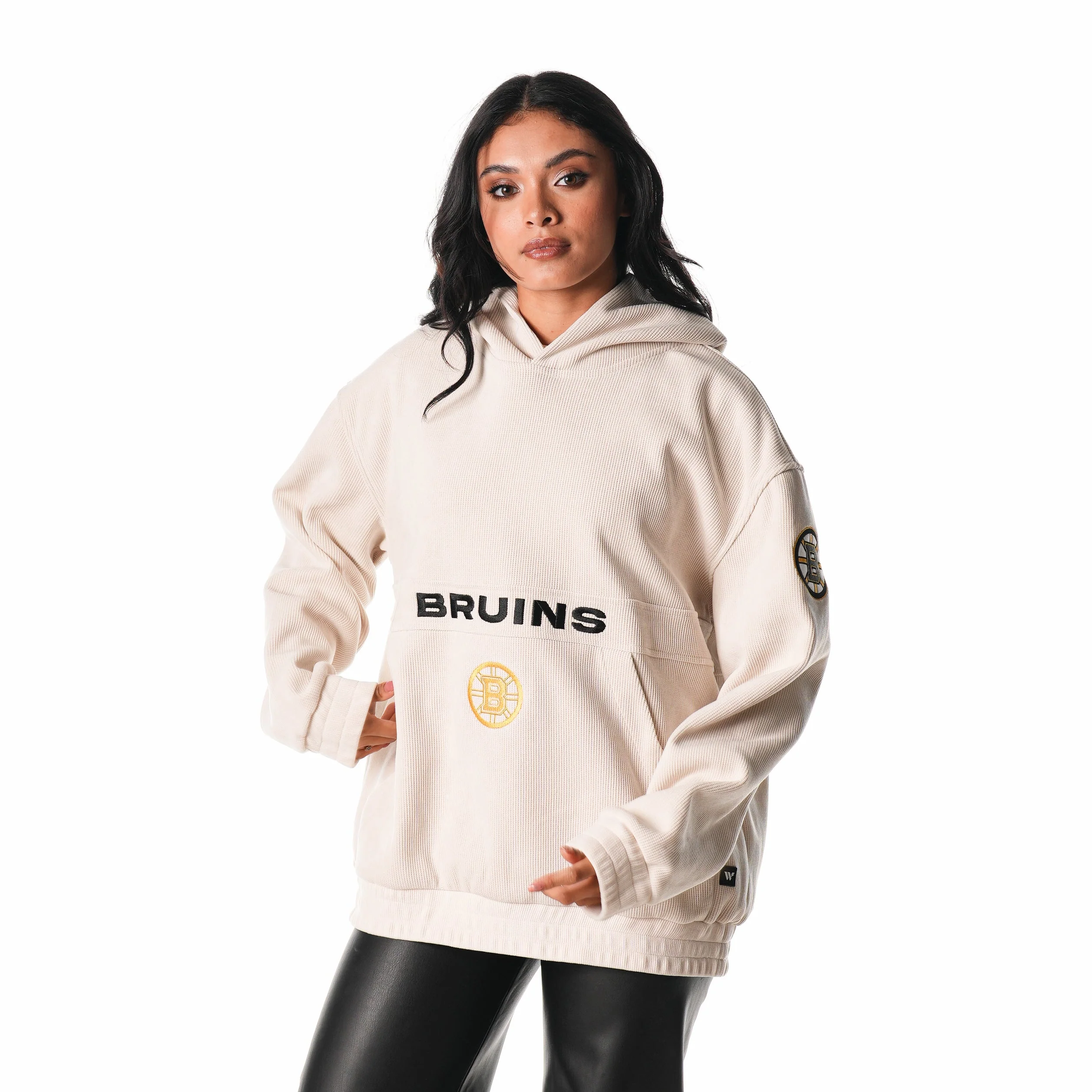 Boston Bruins Corduroy Hoodie - Cream - Image 4