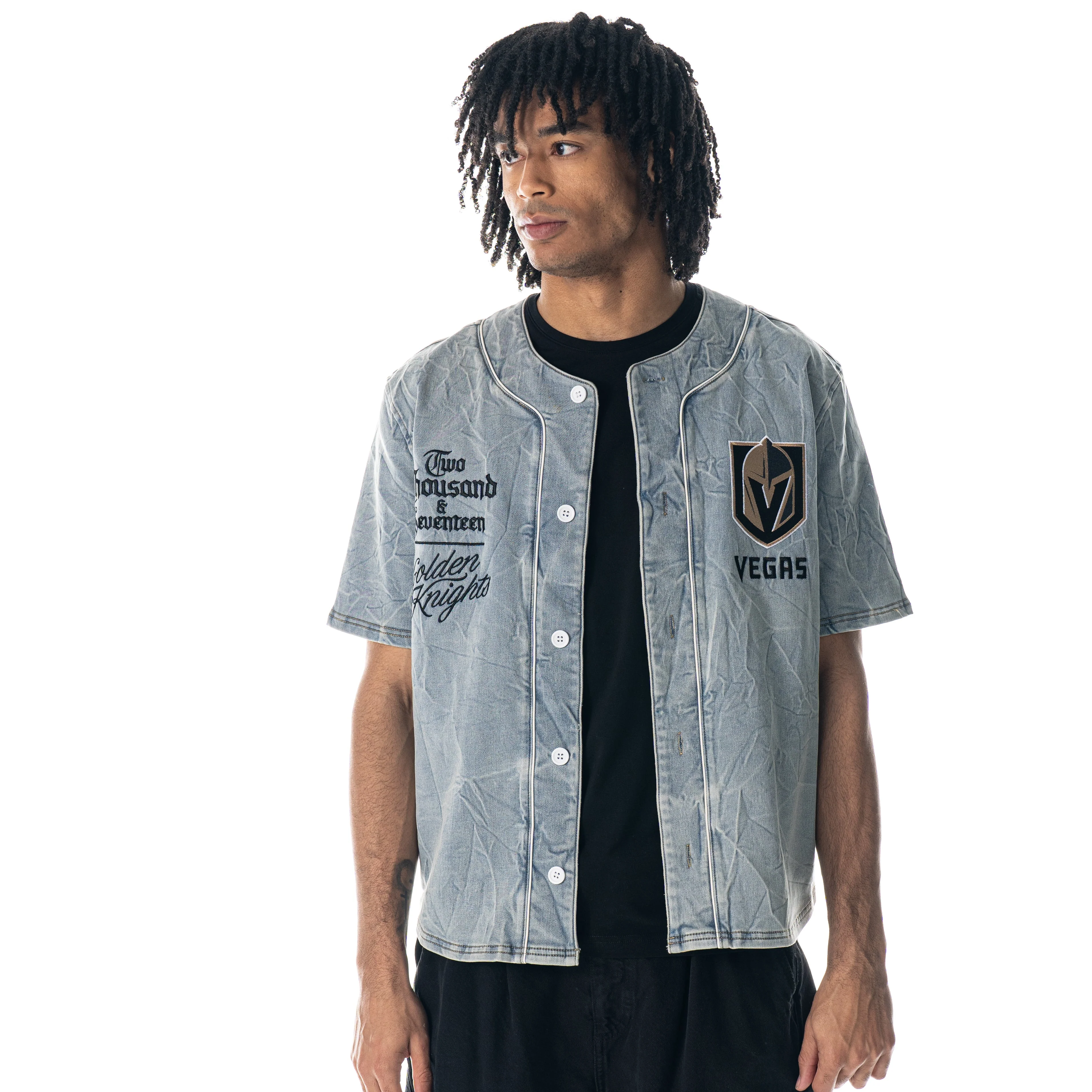 Vegas Golden Knights Blue Denim Button Up Shirt - Image 5