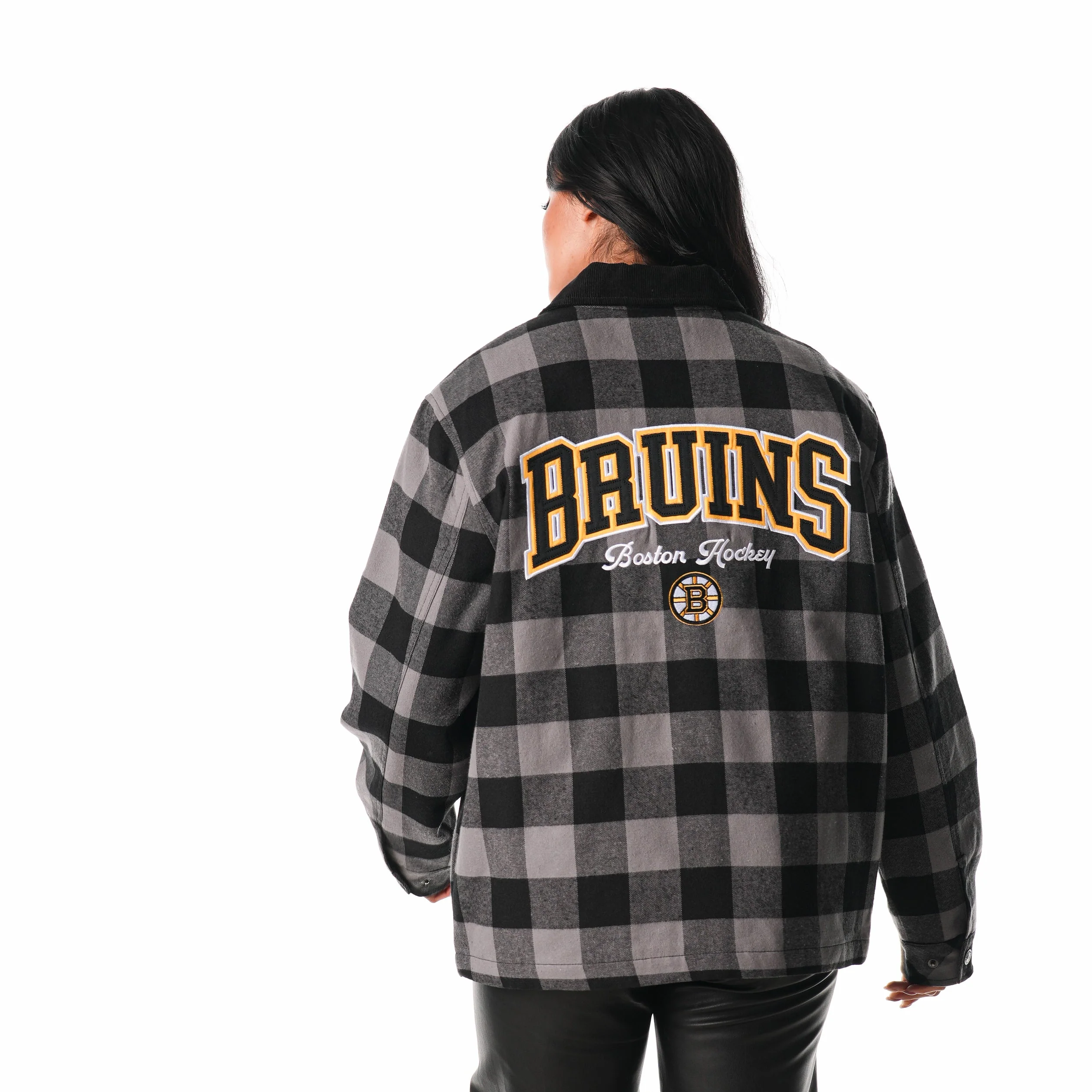 Boston Bruins Flannel Zip Front Jacket - Black - Image 5