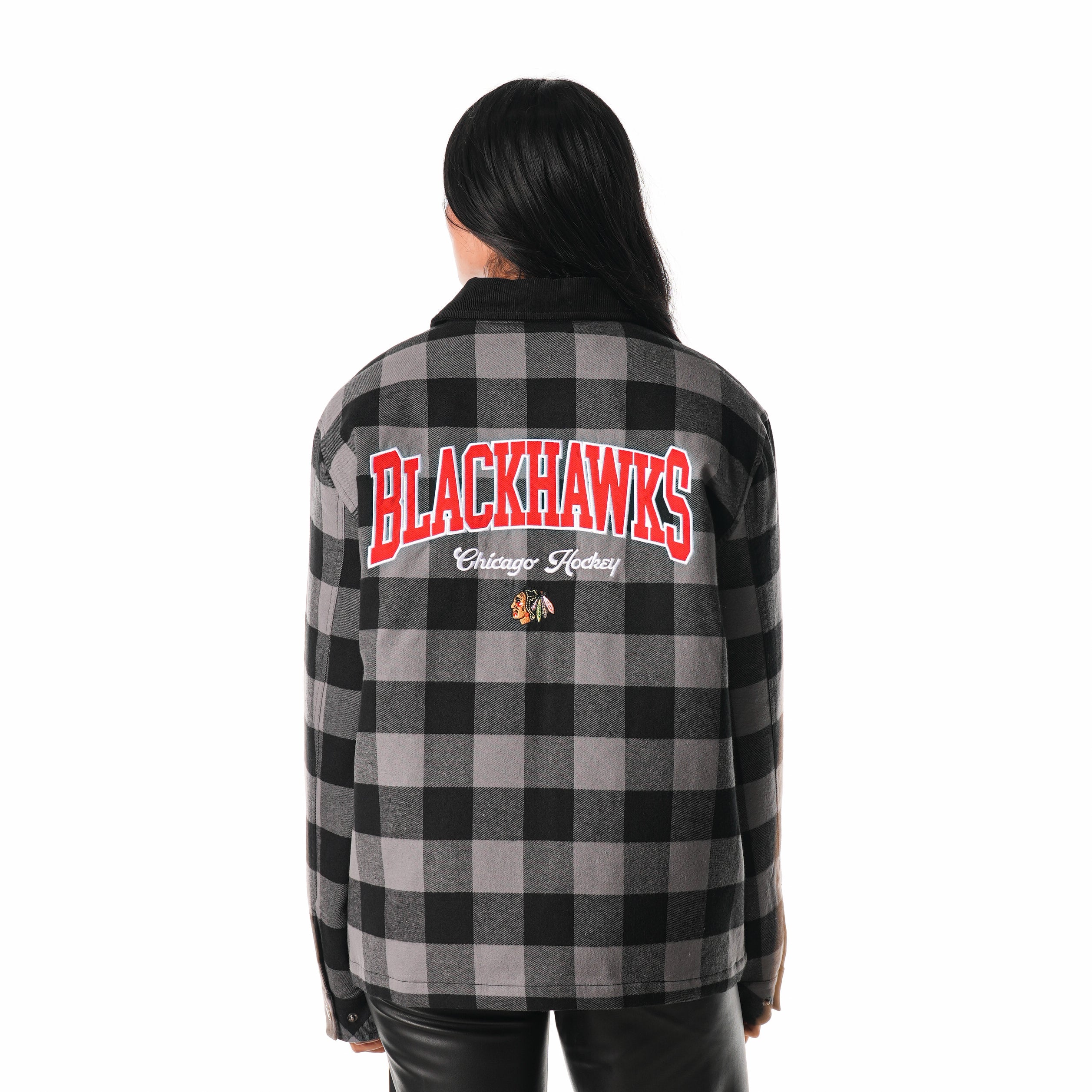 Chicago Blackhawks Flannel Zip Front Jacket - Black - Image 5