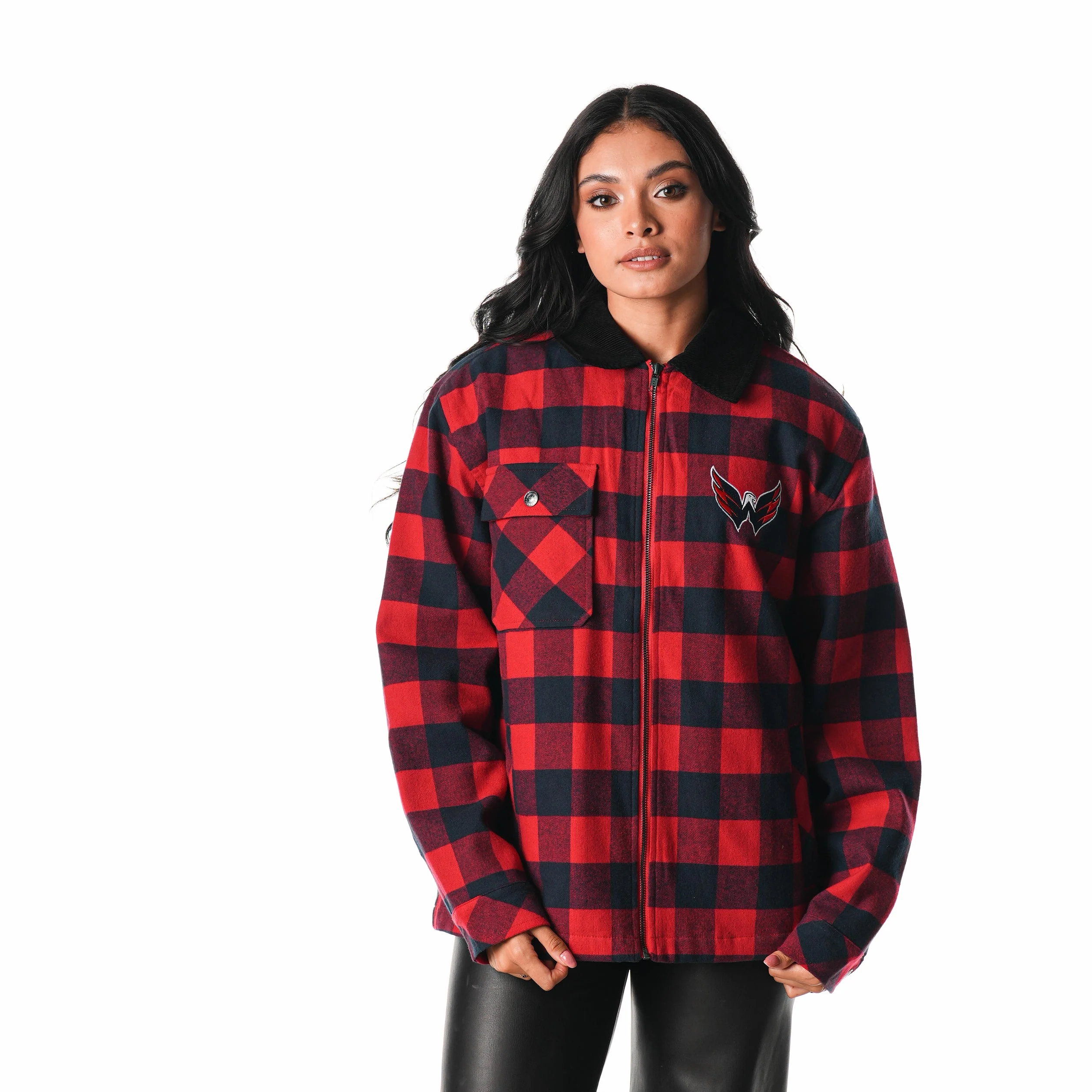 Washington Capitals Flannel Zip Front Jacket - Navy/Red - Image 5
