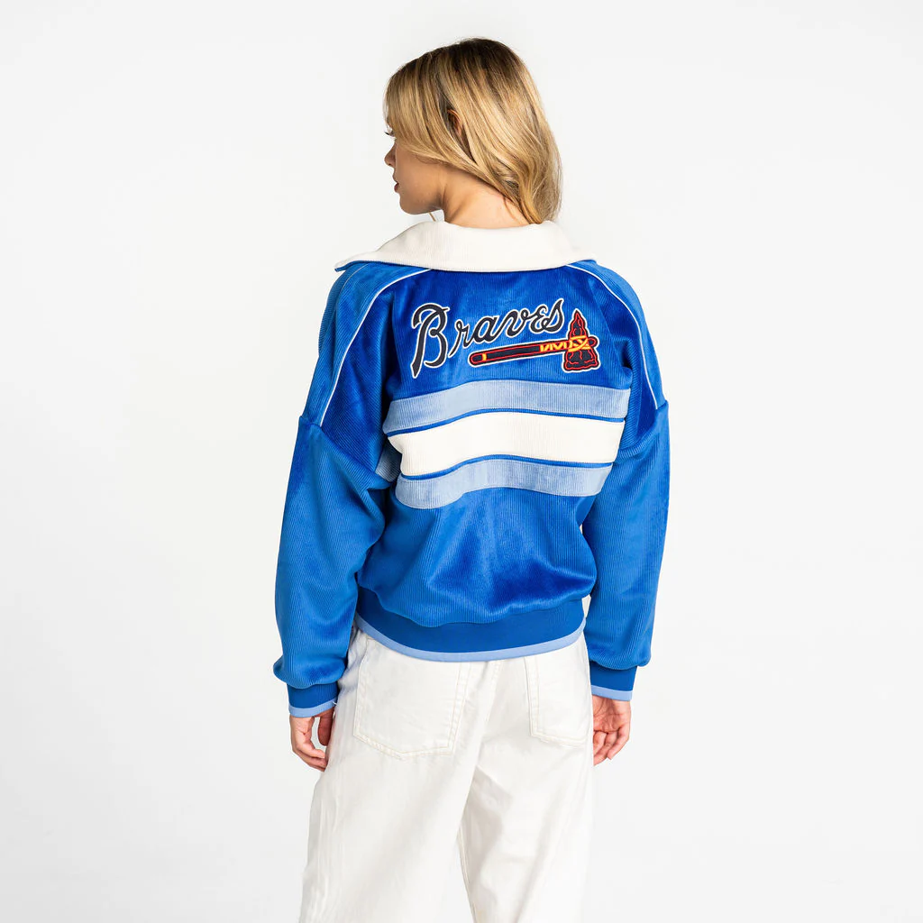 Atlanta Braves Women’s Cropped Corduroy Jacket - Blue - Image 3