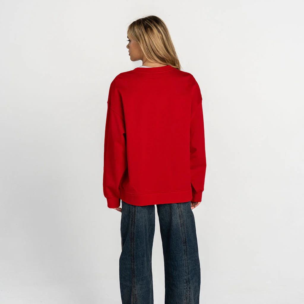 Atlanta Braves Women’s Oversized Crew Fleece - Red - Image 3