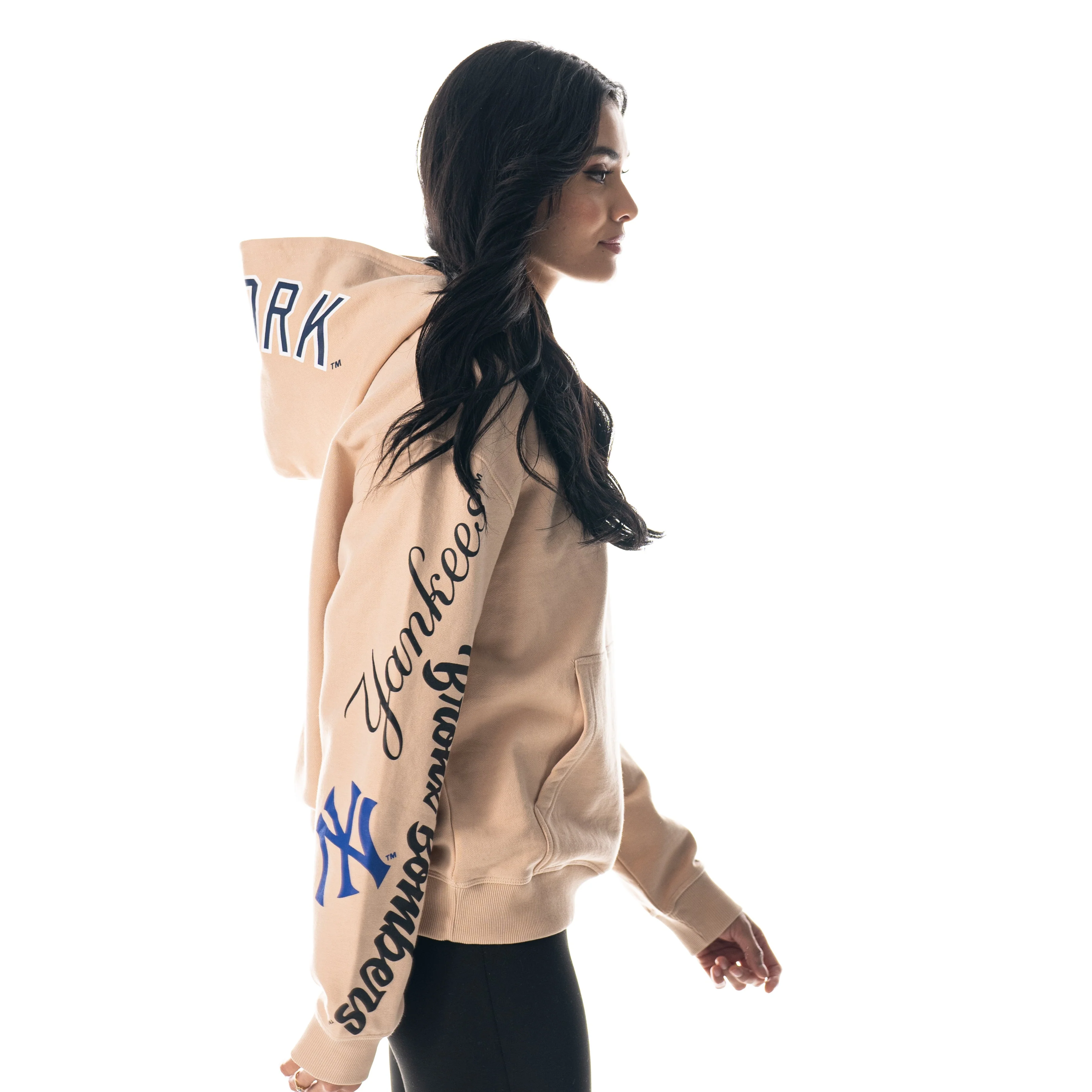 NY Yankees Heavy Block Graphic Hoodie - Cream - Image 3