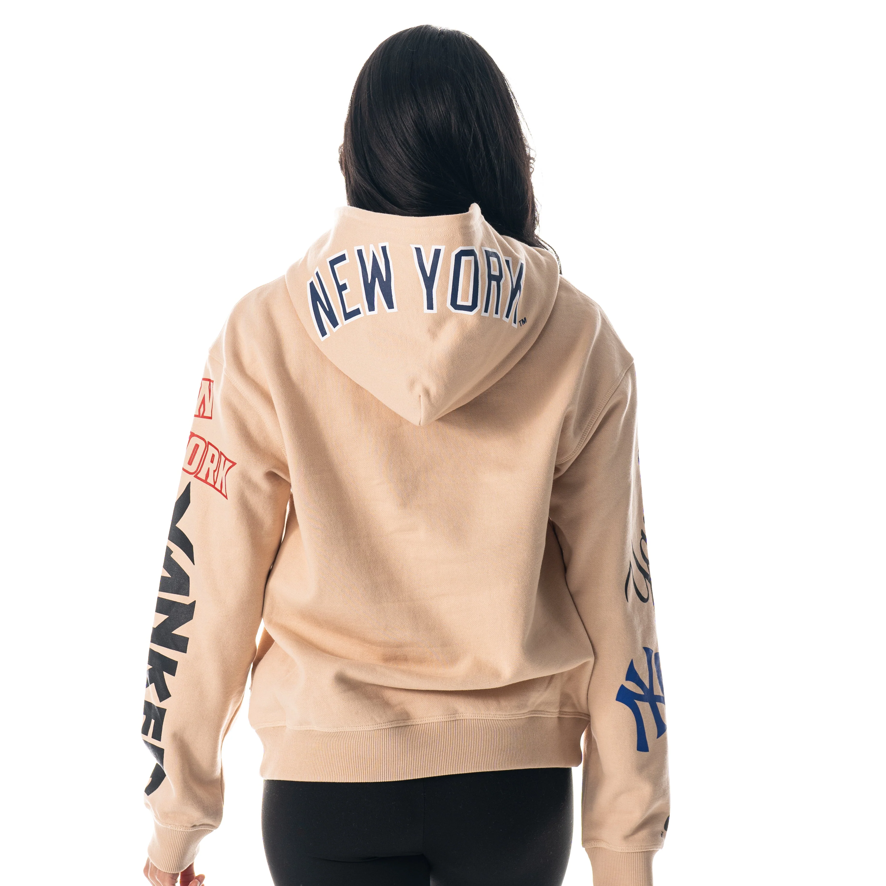 NY Yankees Heavy Block Graphic Hoodie - Cream - Image 4